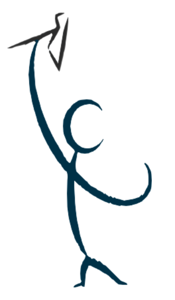 Mini Mureren mørkt logo med stiliseret murerfigur